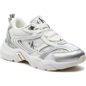 Sneakersy Calvin Klein Jeans Retro Tennis Low Lace Mh Ml Mr YW0YW01381 Bright White/Silver 01V