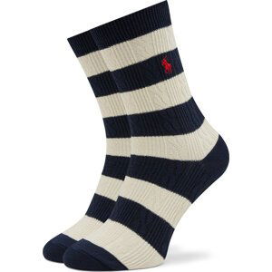 Dámské klasické ponožky Polo Ralph Lauren Rugby Cable 455942322002 Tmavomodrá
