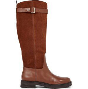 Kozačky ve vojenském stylu Tommy Hilfiger Casual Essential Belt Longboot FW0FW07480 Natural Cognac GTU