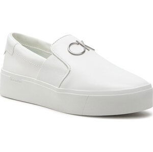 Sneakersy Calvin Klein Flatform Cup Slip On Re Lock Lth HW0HW02057 White YBR