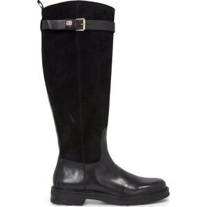 Kozačky ve vojenském stylu Tommy Hilfiger Casual Essential Belt Longboot FW0FW07480 Black BDS