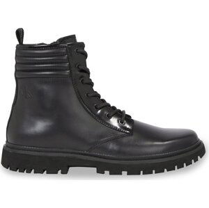 Kotníková obuv Calvin Klein Jeans Eva Mid Laceup Boot Lth YM0YM00837 Triple Black 0GT