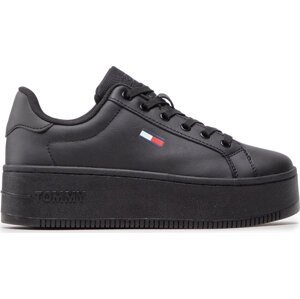 Sneakersy Tommy Jeans Flatform Ess EN0EN02043 Triple Black 0GK