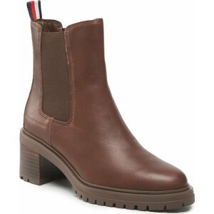 Polokozačky Tommy Hilfiger Outdoor Chelsea Mid Heel Boot FW0FW06737 Truffle Brown GT7