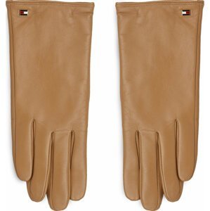 Dámské rukavice Tommy Hilfiger Essential Flag Leather Gloves AW0AW15360 Classic Khaki RBL