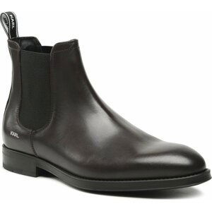 Kotníková obuv s elastickým prvkem KARL LAGERFELD KL12060 Dark Brown Lthr