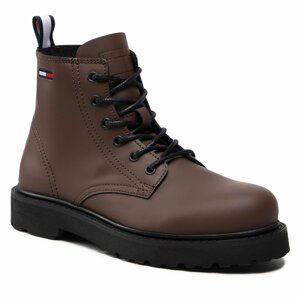 Turistická obuv Tommy Jeans Short Lace Up Leather Boot EM0EM01040 Truffle Brown GT7