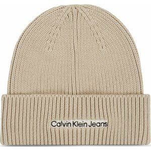 Čepice Calvin Klein Jeans Institutional Patch Beanie K50K509895 Plaza Taupe PED