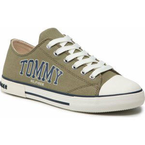 Plátěnky Tommy Hilfiger Low Cut Lace-Up Senaker T3X4-32208-1352 S Military Green 414