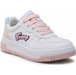 Sneakersy Tommy Hilfiger Logo Low Cut Lace-Up Sneaker T3A9-32726-1592 S White/Beige/Sky Blue Y259