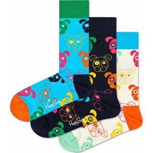 Sada 3 párů vysokých ponožek unisex Happy Socks XDOG08-0150 Barevná