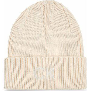 Čepice Calvin Klein Re-Lock Beanie W/Emb K60K608660 Marshmallow YAL