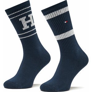 Sada 2 párů pánských vysokých ponožek Tommy Hilfiger 701222630 Navy 002