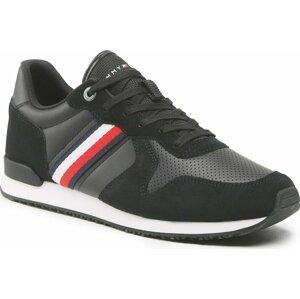 Sneakersy Tommy Hilfiger Iconic Runner Stripes Leather FM0FM04551 Black BDS