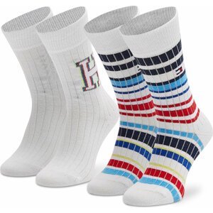 Sada 2 párů dětských vysokých ponožek Tommy Hilfiger 701218365 White 001