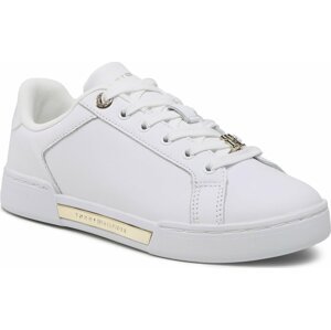 Sneakersy Tommy Hilfiger Court Sneaker With Lace Hardware FW0FW06908 White/Gold 0K6