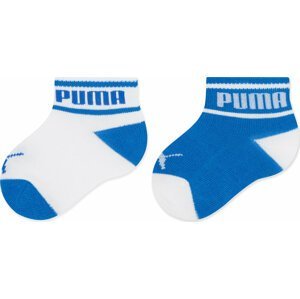 Sada 2 párů dětských vysokých ponožek Puma Baby Wording Sock 2P 935479 White / Blue 03