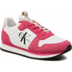 Sneakersy Calvin Klein Jeans Runner Sock Laceup Ny YW0YW00840 White/Raspberry Sorbet 01W