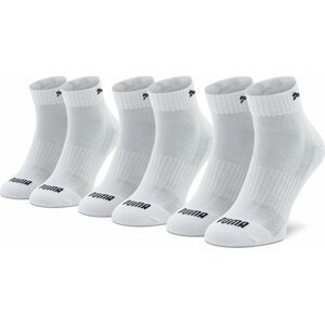 Sada 3 párů vysokých ponožek unisex Puma Cushioned Quarter 907943 02 White