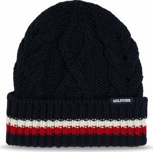 Čepice Tommy Hilfiger Monotype Chunky Knit Beanie AM0AM11506 Space Blue DW6