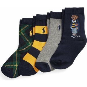 Sada 4 párů dětských vysokých ponožek Polo Ralph Lauren 442896740001 Navy Multi