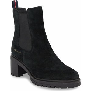 Polokozačky Tommy Hilfiger Essential Midheel Suede Bootie FW0FW07522 Black BDS