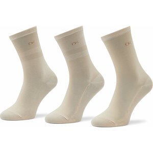 Sada 3 párů dámských vysokých ponožek Calvin Klein 701219848 Beige 003