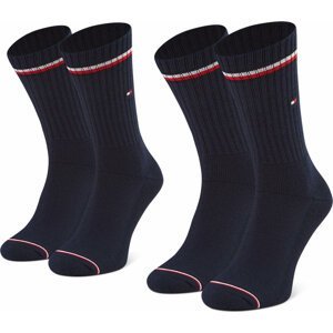 Sada 2 párů vysokých ponožek unisex Tommy Hilfiger 100001096 Dark Navy 039