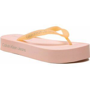 Žabky Calvin Klein Jeans Beach Sandal Flatform Logo YW0YW01092 Peach Blush/Oyster Mushroom TLL