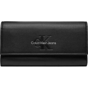 Velká dámská peněženka Calvin Klein Jeans Sculpted Long Fold Mono K60K611484 Black/Metallic Logo 0GL