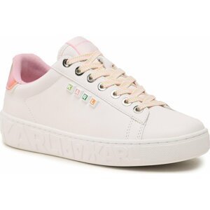 Sneakersy KARL LAGERFELD KL61073 White Lthr W/Pink