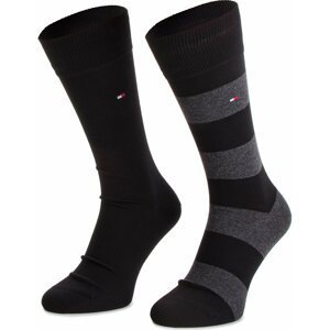 Sada 2 párů vysokých ponožek unisex Tommy Hilfiger 342021001 Black 200 1