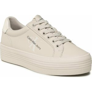 Sneakersy Calvin Klein Jeans Vulc Flatform Laceup Lth Pearl YW0YW01042 Egghell/Pearlized Cream White ACF