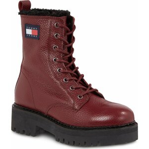 Polokozačky Tommy Jeans Tjw Urban Boot Tumbled Ltr Wl EN0EN02317 Rouge XJS