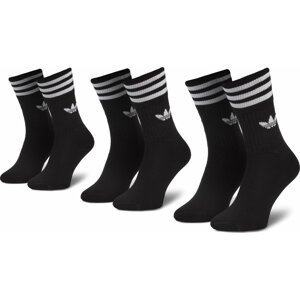 Sada 3 párů vysokých ponožek unisex adidas Solid Crew Sock S21490 Černá
