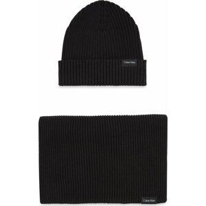 Sada čepice a šál Calvin Klein Gs Classic Cotton Scarf+Beanie K50K511021 Ck Black BAX