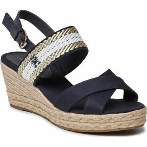 Espadrilky Tommy Hilfiger Golden Webbing Mid Wedge FW0FW07090 Space Blue DW6