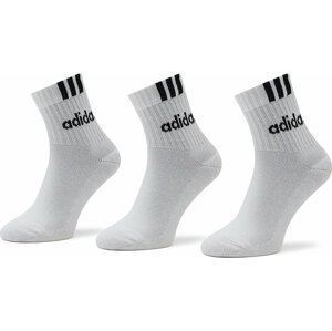 Klasické ponožky Unisex adidas 3-Stripes Linear Half-Crew Cushioned Socks 3 Pairs HT3437 Bílá