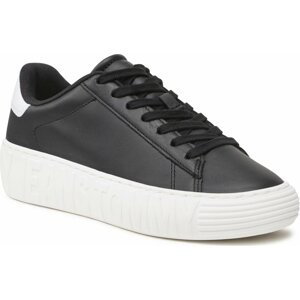 Sneakersy Tommy Jeans New Cupsole Leather EN0EN02137 Black 0GJ