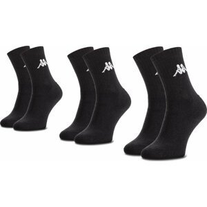 Sada 3 párů vysokých ponožek unisex Kappa 704304 Black 005