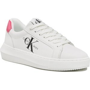 Sneakersy Calvin Klein Jeans Chunky Cupsole Laceup Mon Lth Wn YW0YW00823 White/Raspberry Sorbet 01W