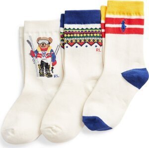 Sada 3 párů dětských vysokých ponožek Polo Ralph Lauren 442896742001 Cream Multi