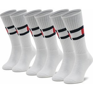 Sada 3 párů vysokých ponožek unisex Tommy Hilfiger 100002978 White 001
