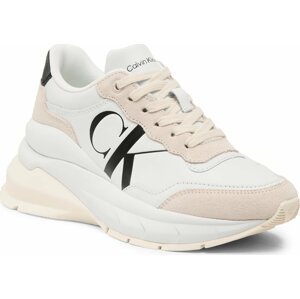 Sneakersy Calvin Klein Jeans Wedge Runner Mix Lth Wn YW0YW01099 Bright White/Creamy White/Silver
