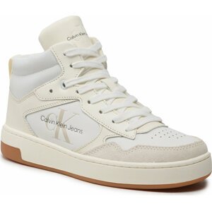 Sneakersy Calvin Klein Jeans Basket Cupsole Mid Leather YW0YW00877 Bílá