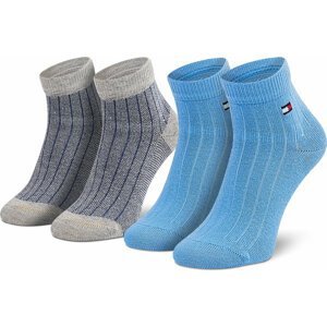 Sada 2 párů dětských vysokých ponožek Tommy Hilfiger 701210507 Blue Combo 003