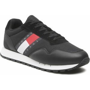 Sneakersy Tommy Jeans Retro Leather Runner EM0EM01081 Black BDS