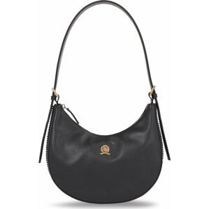 Kabelka Tommy Hilfiger Crest Leather Shoulder Bag AW0AW15229 Černá