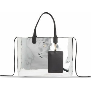 Kabelka Tommy Hilfiger Iconic Tommy Tote Metal AW0AW15202 Metallic Silver 0IO
