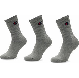 Sada 3 párů vysokých ponožek unisex Champion U24558 EM010 Oxgm/Oxgm/Oxgm
